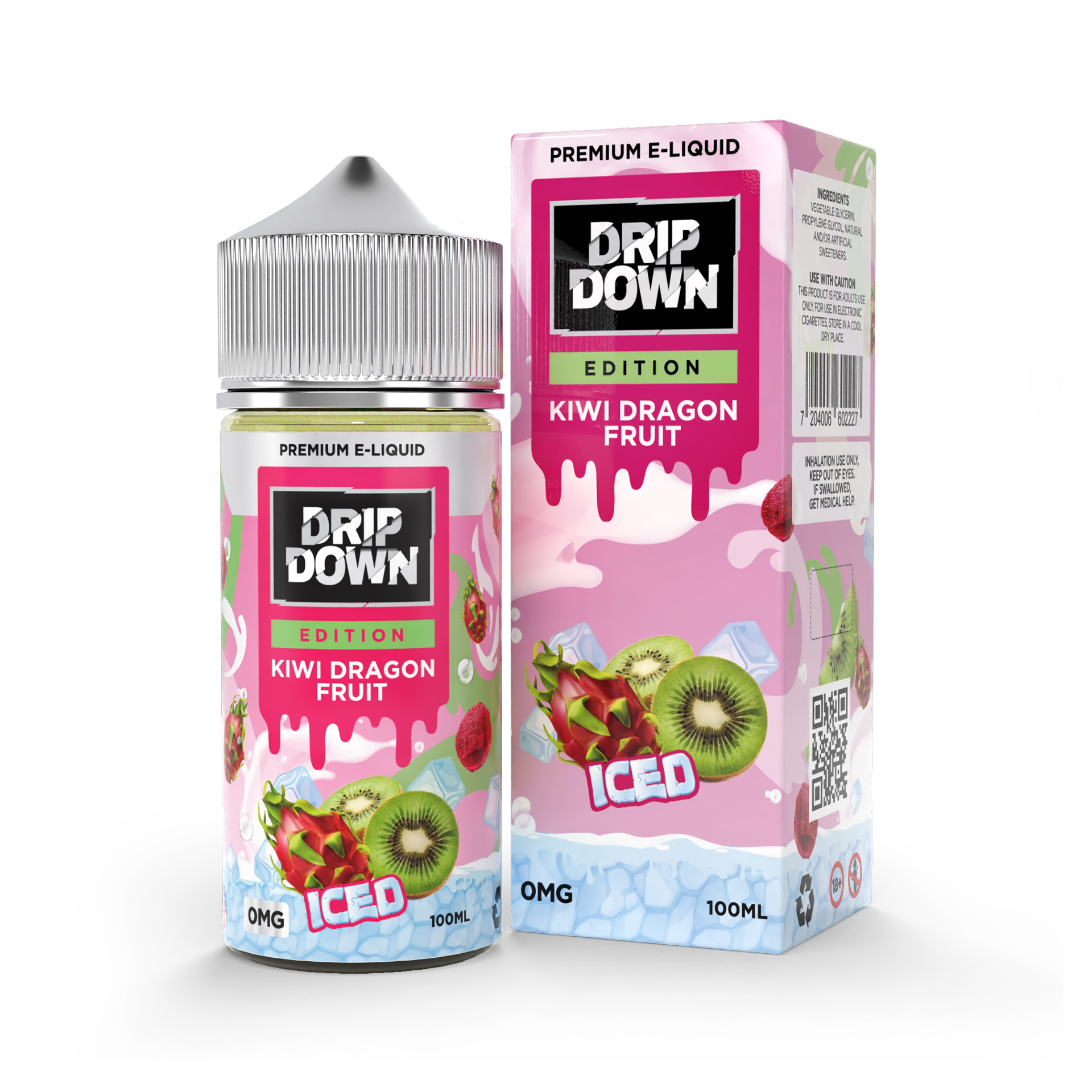 Drip Down E-Juice - Kiwi Dragon Fruit Ice 100ml (0/3/6 mg)