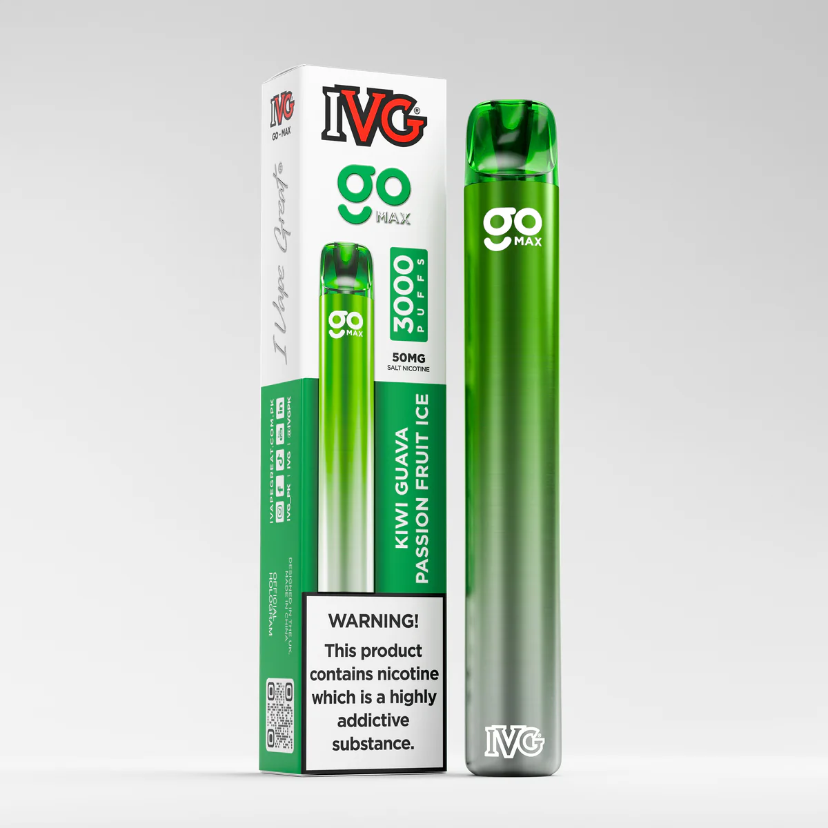 IVG Go Max 3000 Puffs Disposable Vape – Kiwi Guava Passion Fruit Ice (50mg)