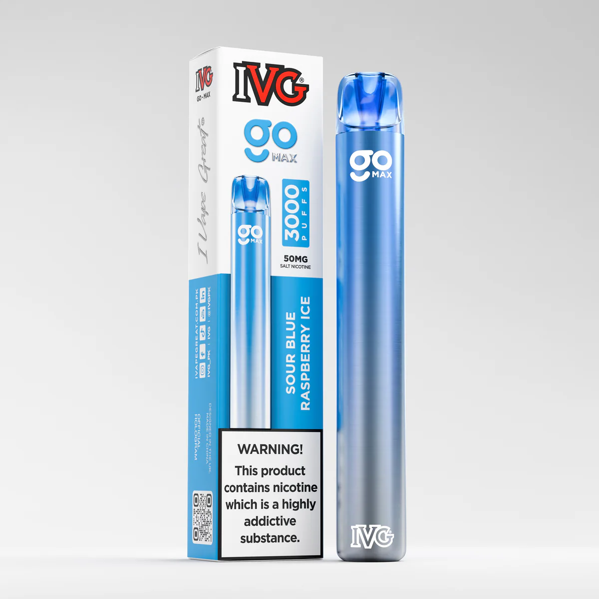 IVG Go Max 3000 Puffs Disposable Vape – Sour Blue Raspberry Ice (50mg)