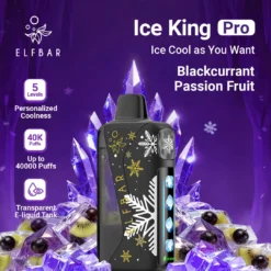 Elf Bar Ice King Pro 40K Disposable Vape – Blackcurrant Passionfruit (50mg) (40,000 Puffs)