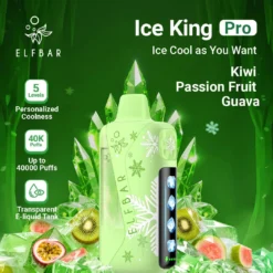 Elf Bar Ice King Pro 40K Disposable Vape – Kiwi Passionfruit Guava (50mg) (40,000 Puffs)