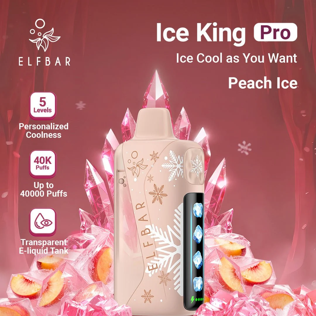 Elf Bar Ice King Pro Disposable Vape – Peach Ice (50mg) (40,000 Puffs)